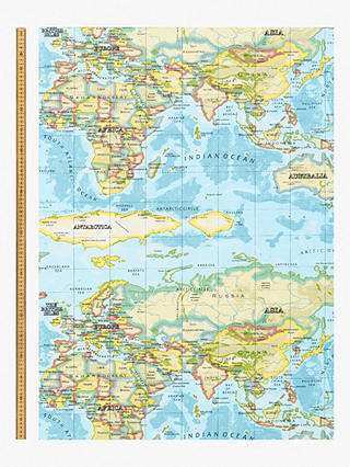 Prestigious Textiles World Maps PVC Tablecloth Fabric, Azure