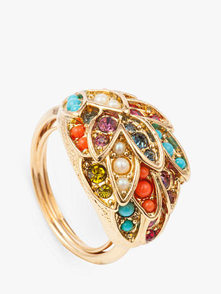 Susan Caplan Vintage D'Orlan 22ct Gold Plated Swarovski Crystal Ring, Gold/Multi