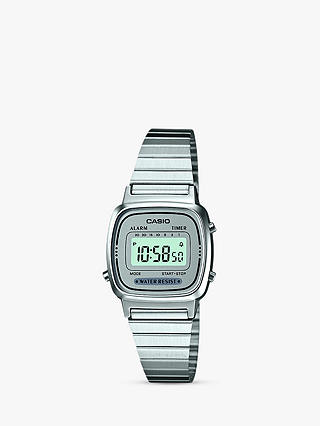 Casio LA670WEA-7EF-SS Unisex Vintage Bracelet Strap Watch, Silver/Grey