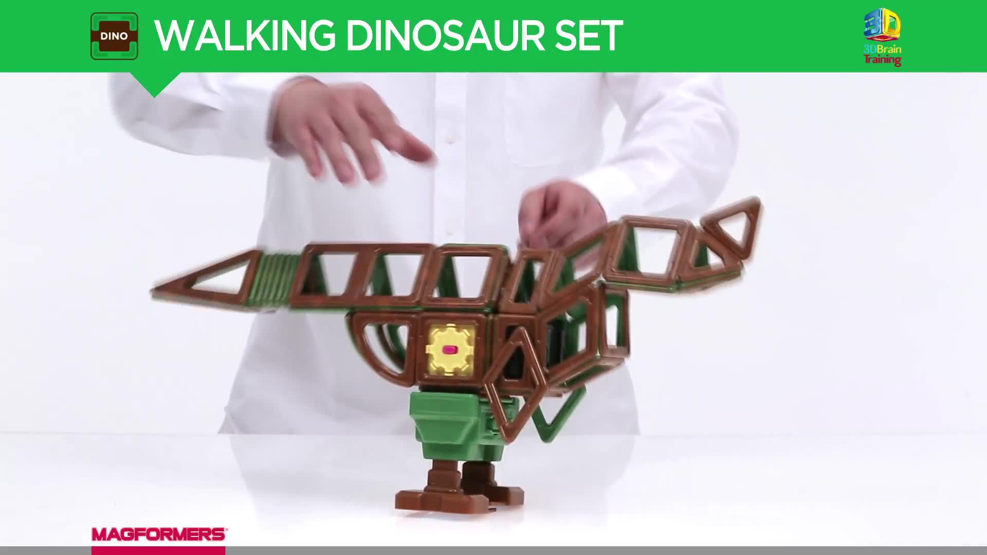 magformers walking dinosaur set