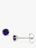 E.W Adams 9ct White Gold Small Round Stud Earrings, Amethyst