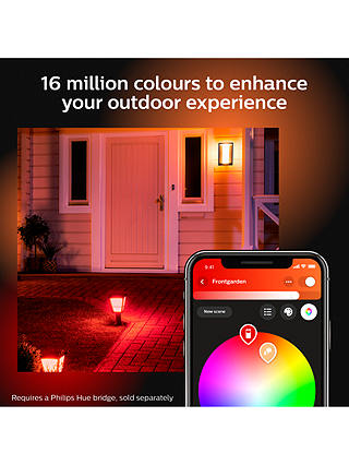 Philips Hue White and Colour Ambiance Impress LED Smart Outdoor Wall Light, Black
