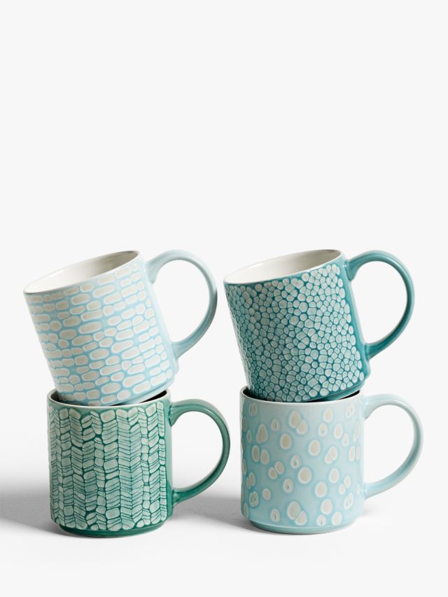 John Lewis & Partners Stackable Espresso Cups & Stand, Set of 4, 100ml, Teal