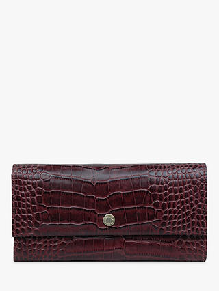 Radley Clarence House Leather Large Flapover Matinee Purse, Burgundy