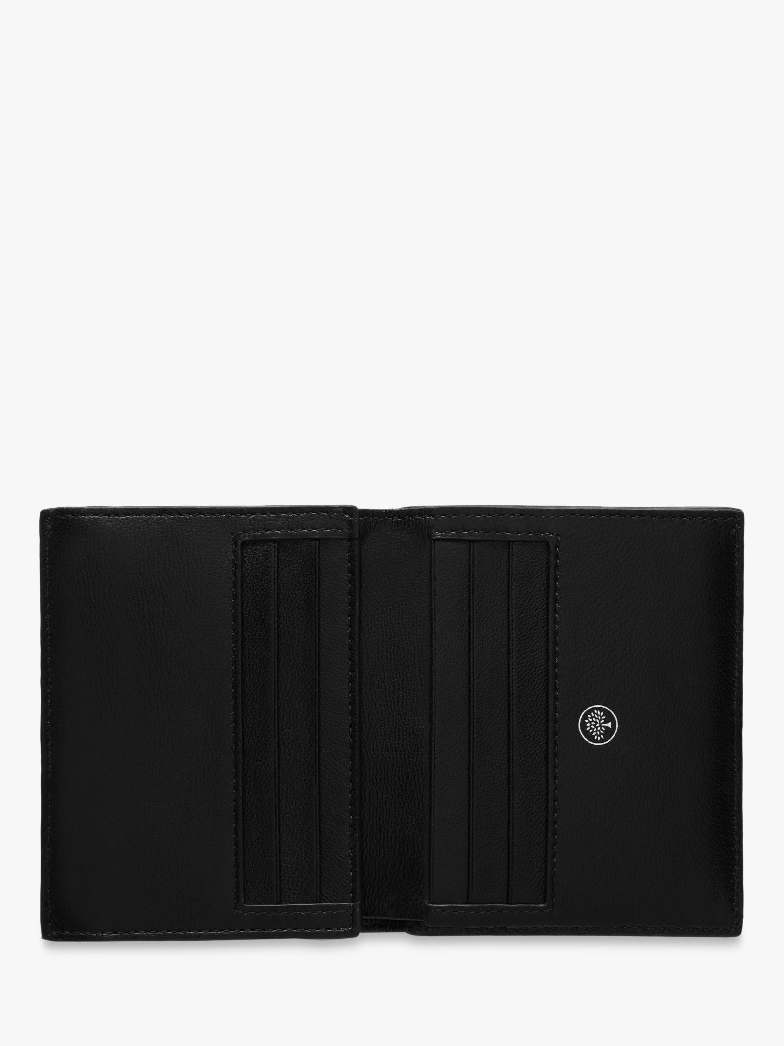 Mulberry Grain Veg Tanned Leather Trifold Wallet, Black at John Lewis ...