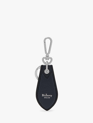 Mulberry Cross Grain Leather Tab Keyring, Bright Navy