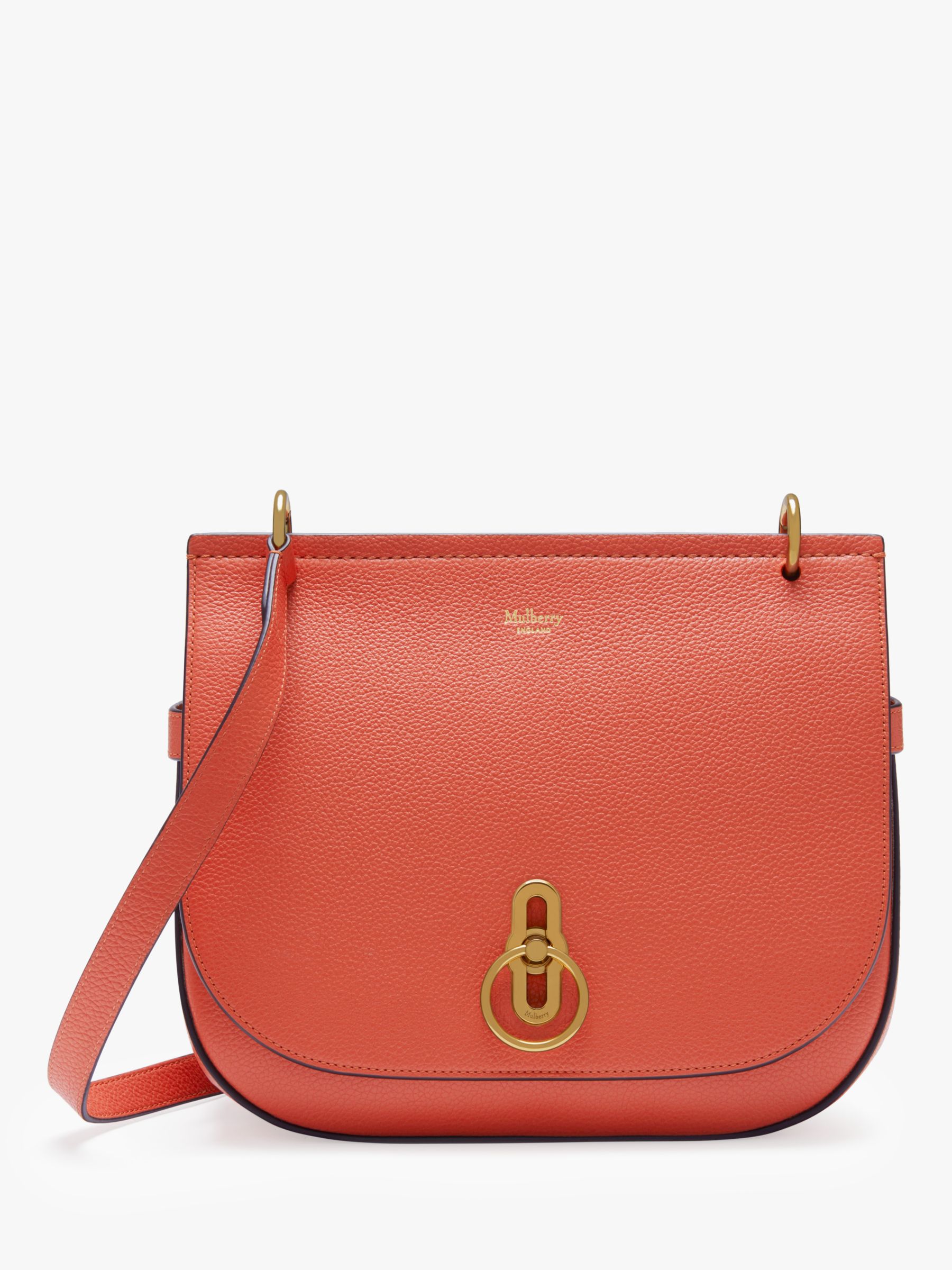 Mulberry Amberley Small Classic Grain Leather Satchel Bag, Coral Rose