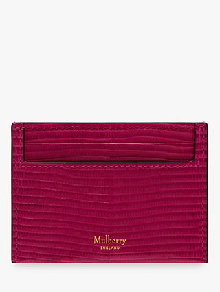 Mulberry Continental Embossed Lizard Leather Card Holder, Deep Pink