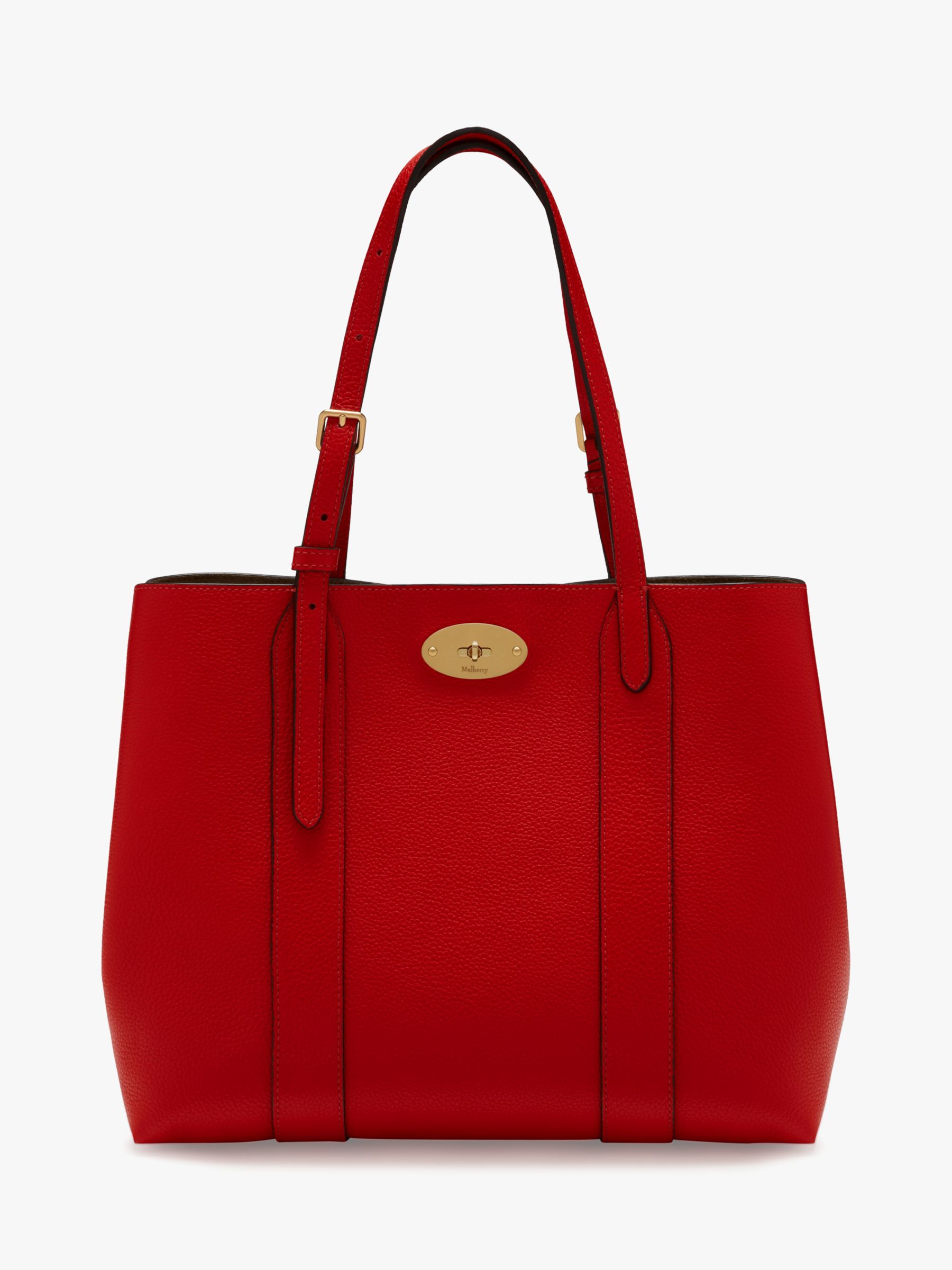 Mulberry Small Bayswater Classic Grain Leather Tote Bag, Ruby Red