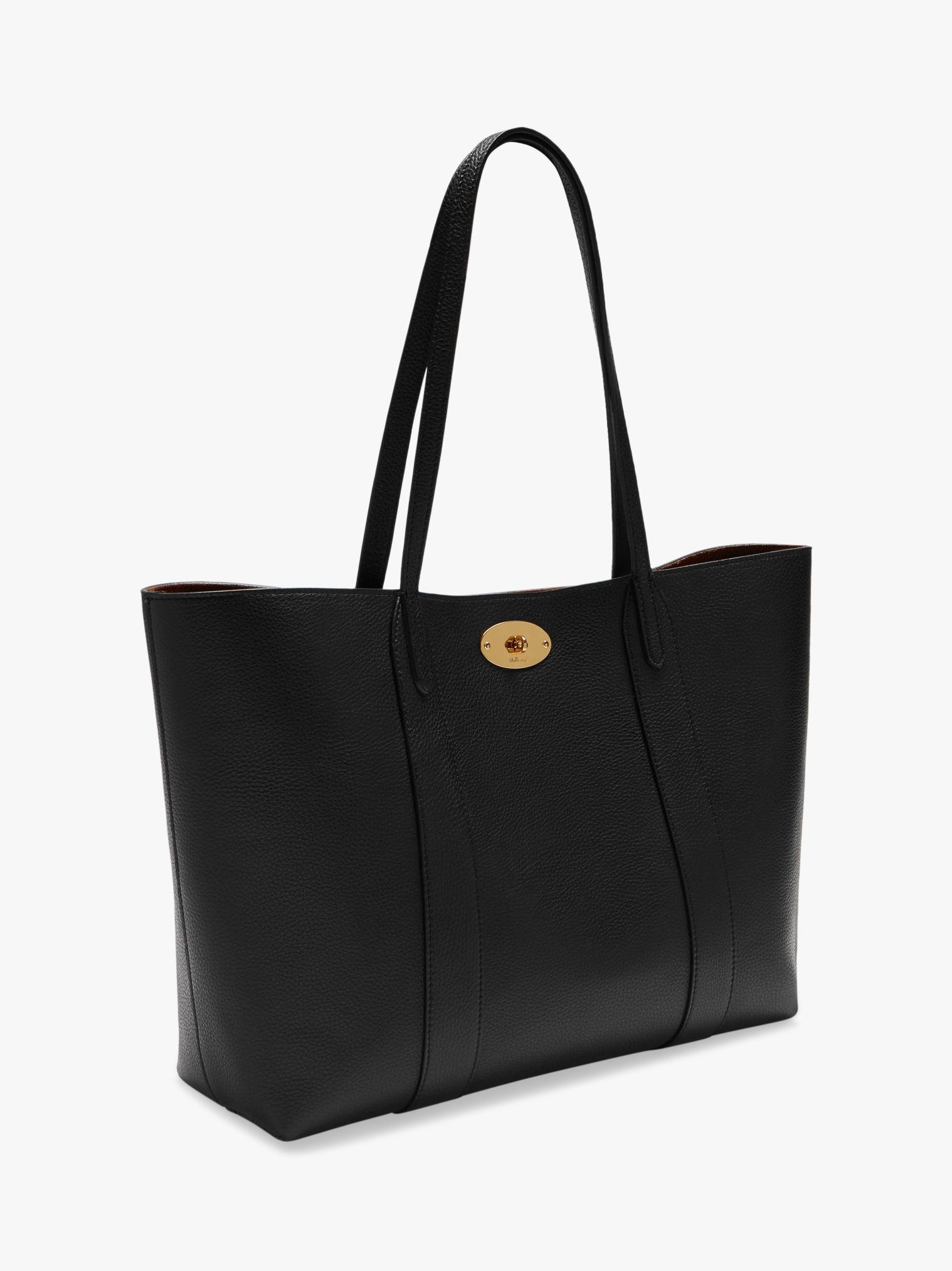 Mulberry Bayswater Small Classic Grain Leather Tote Bag, Black at John ...