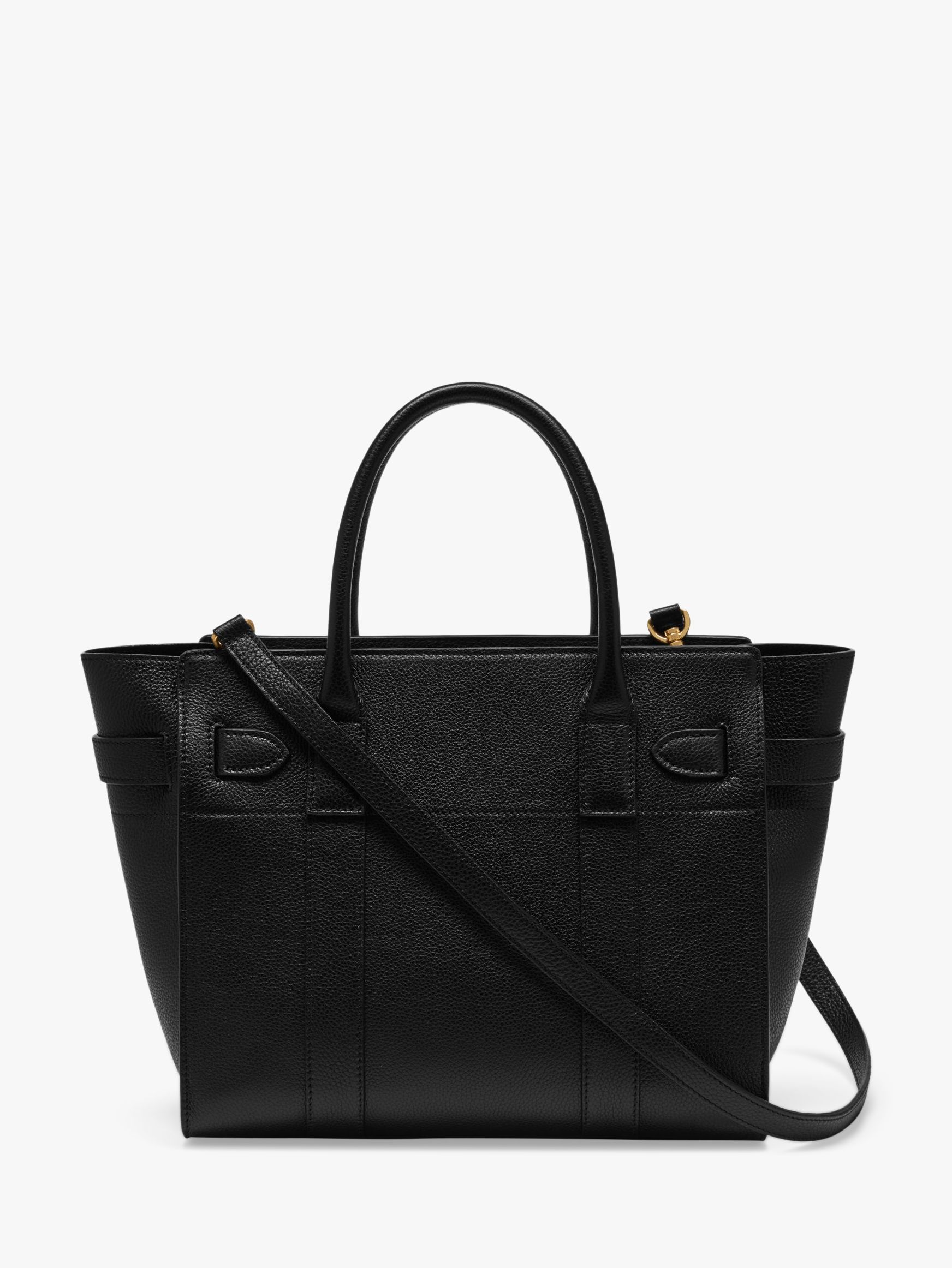 Mulberry Small Bayswater Zipped Classic Grain Leather Tote Bag, Black