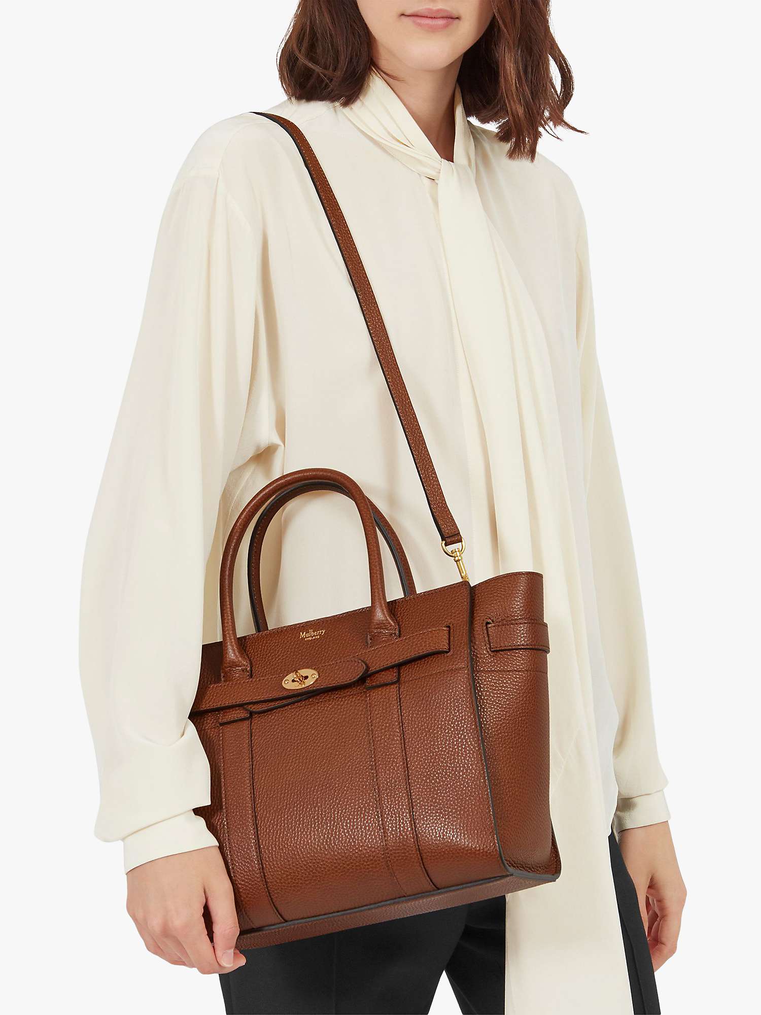 Buy Mulberry Small Bayswater Zipped Grain Veg Tanned Leather Tote Bag Online at johnlewis.com