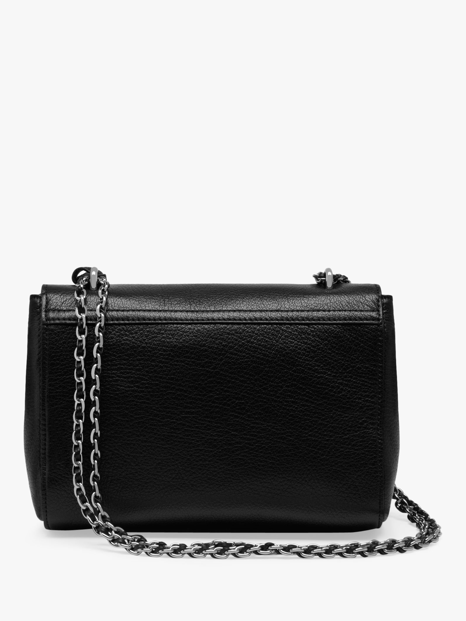 Mulberry Lily Glossy Goat Leather Shoulder Bag, Black/Silver at John ...