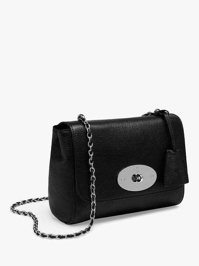 Mulberry Lily Glossy Goat Leather Shoulder Bag, Black/Silver