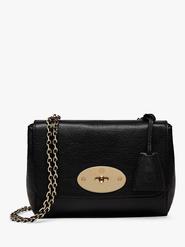 Mulberry Lily Glossy Goat Leather Shoulder Bag, Black/Gold