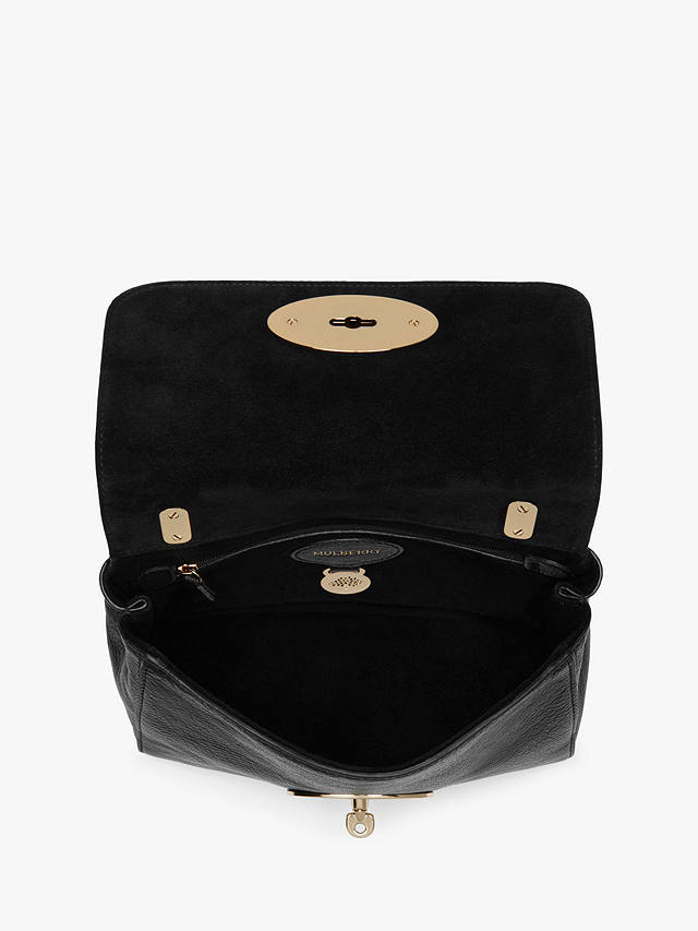 Mulberry Lily Glossy Goat Leather Shoulder Bag, Black/Gold