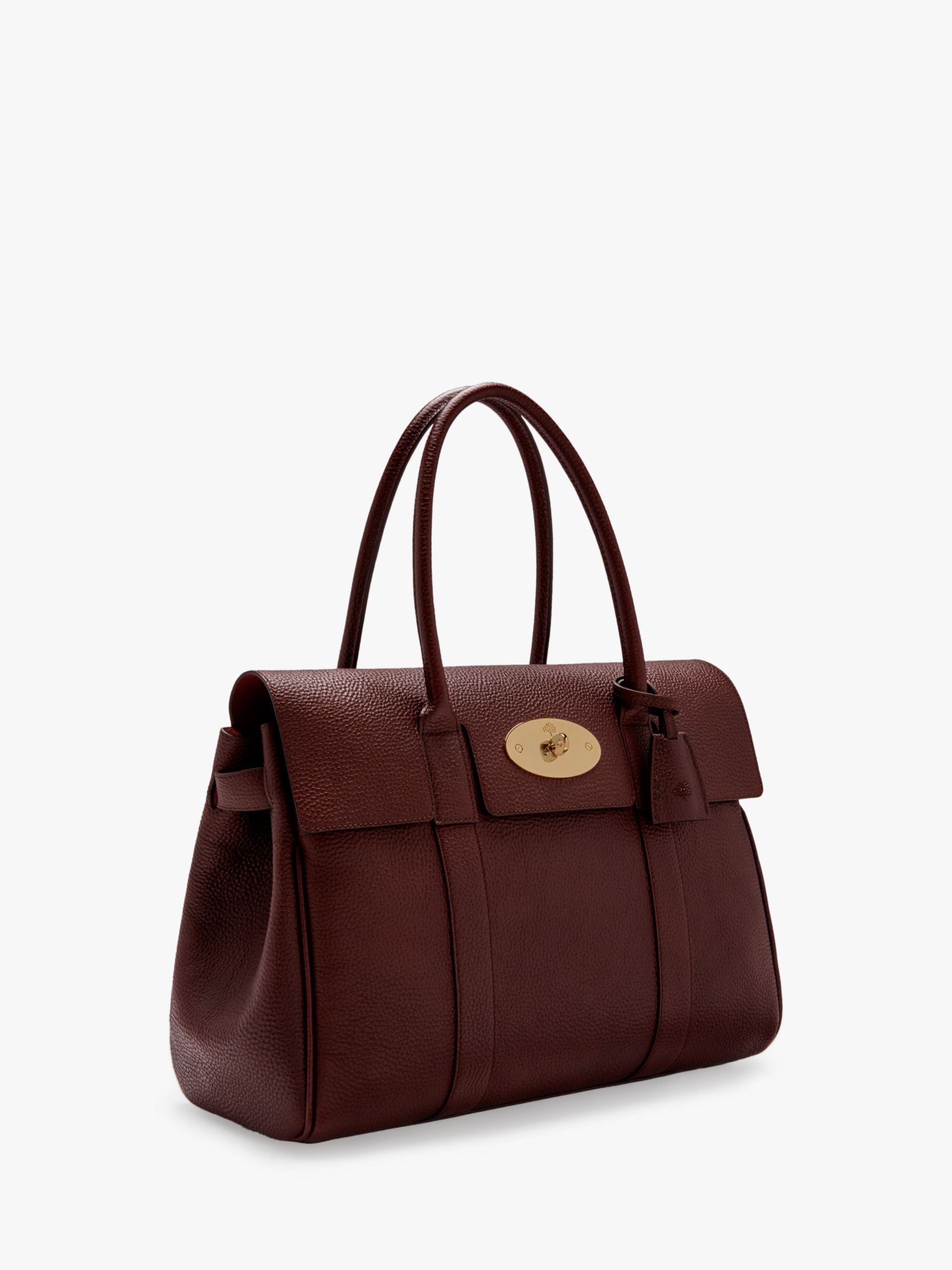 Mulberry Bayswater Grain Veg Tanned Leather Handbag, Oxblood at John ...