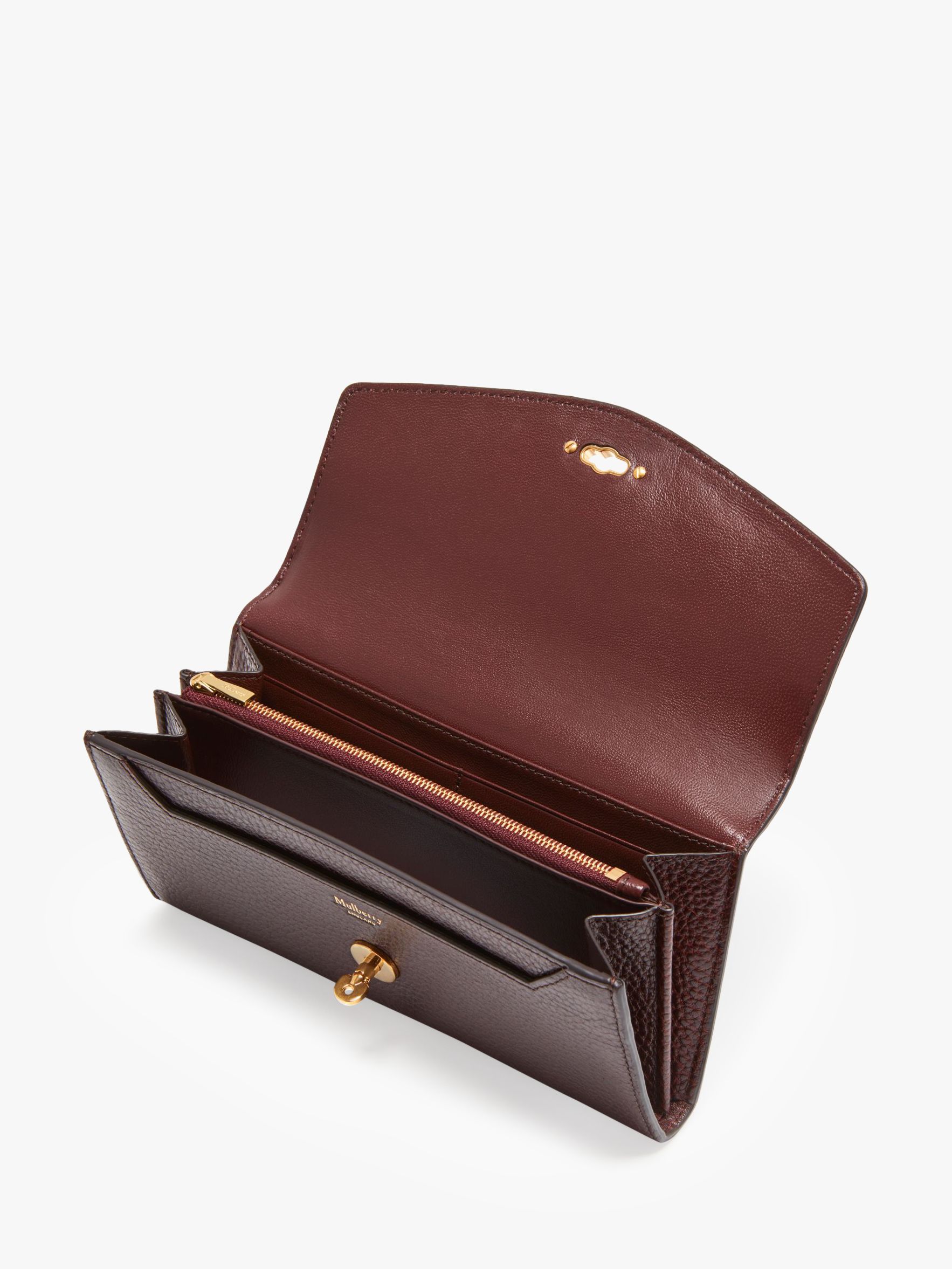 Mulberry Darley Grain Veg Tanned Leather Wallet, Oxblood at John Lewis ...