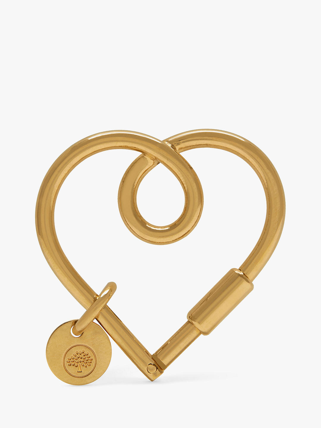 Mulberry Looped Heart Keyring, Gold
