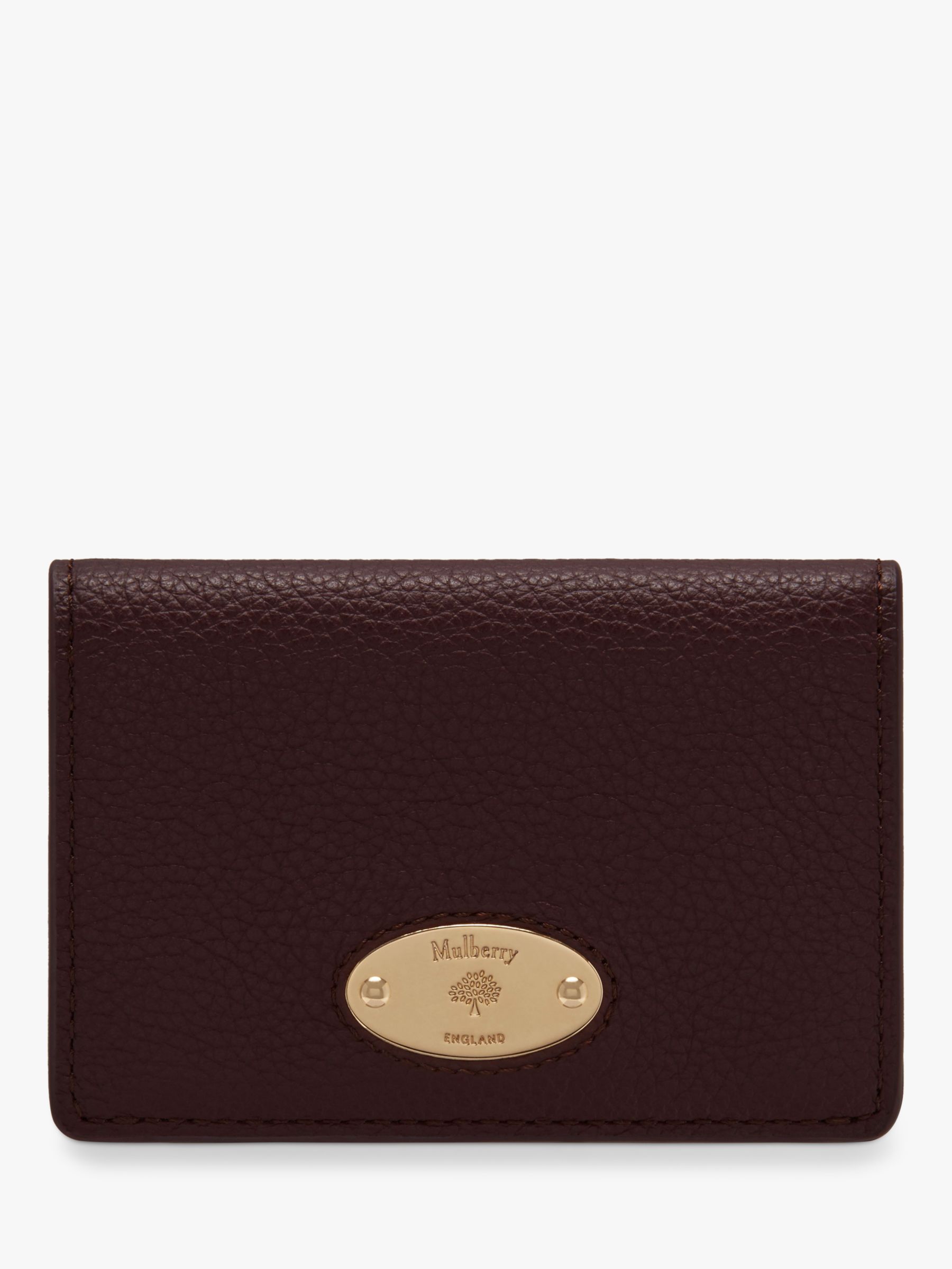 Mulberry Plaque Small Classic Grain Leather Card Holder, Oxblood at ...
