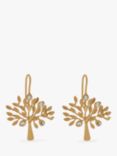 Mulberry Tree Brass Metal & Swarovski Crystal Dropped Earrings, Gold