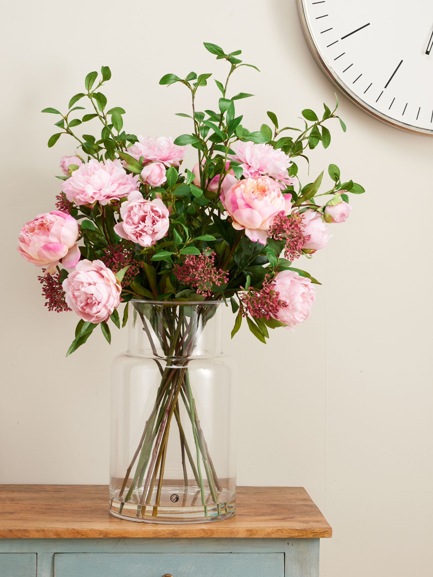 Peony Artificial Peonies & Foliage Vase at John Lewis & Partners