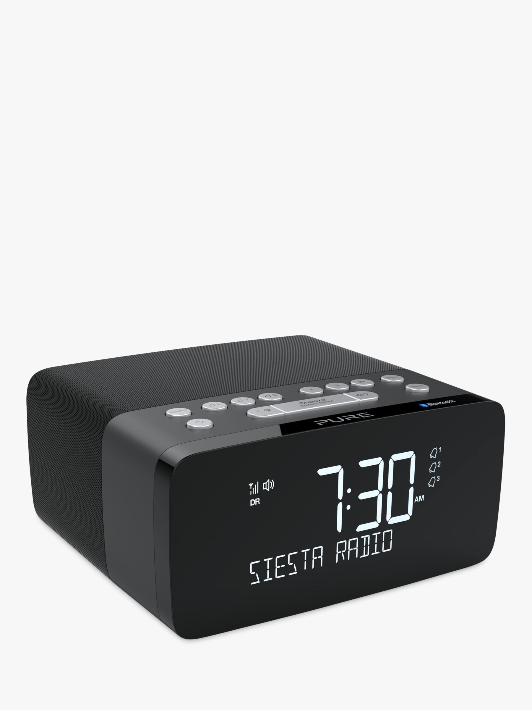 Pure Siesta Charge DAB/DAB+/FM Bluetooth Bedside Clock Radio with Wireless Charging Pad
