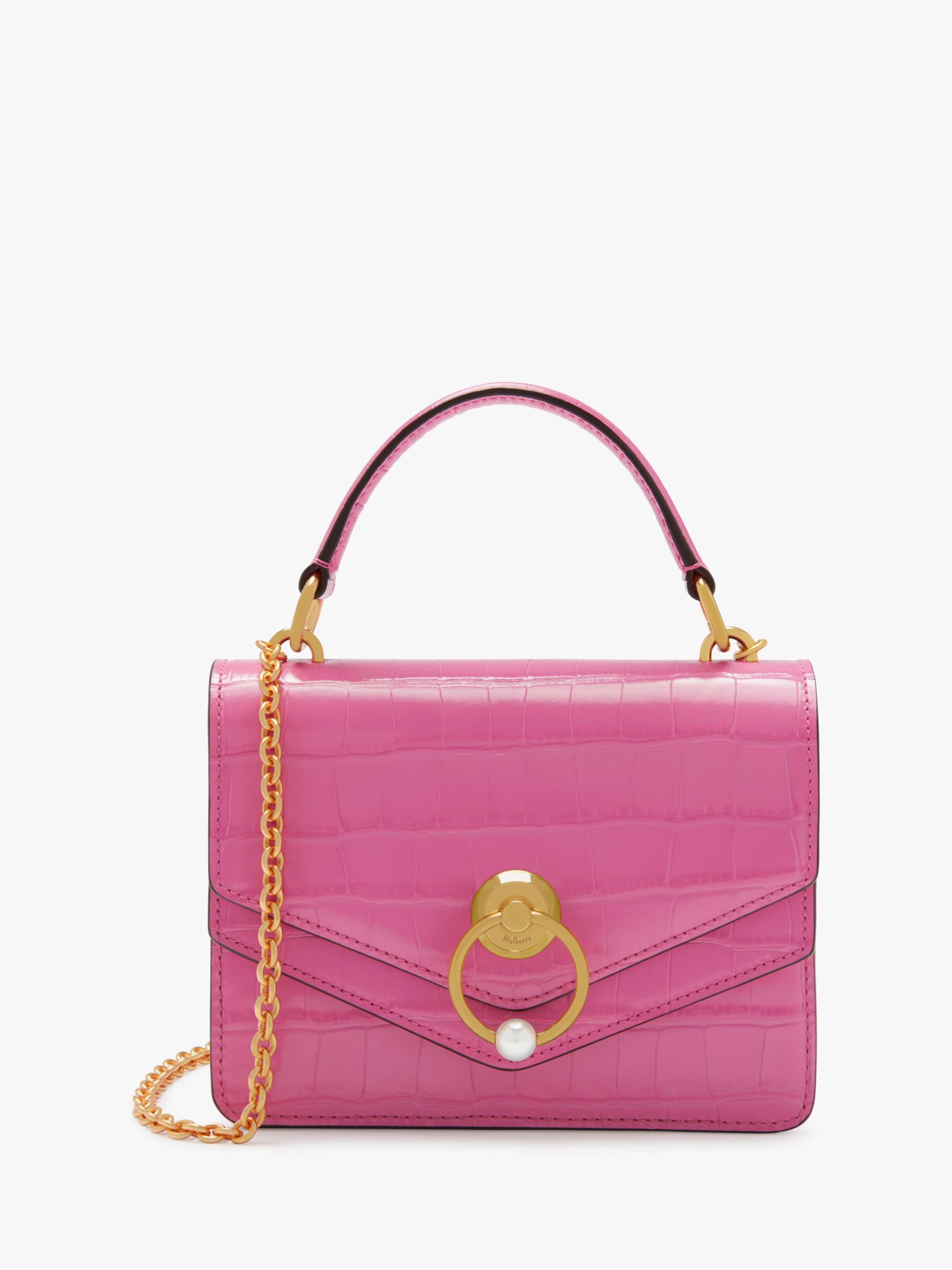 Mulberry Small Harlow Croc Embossed Leather Cross Body Bag at John ...