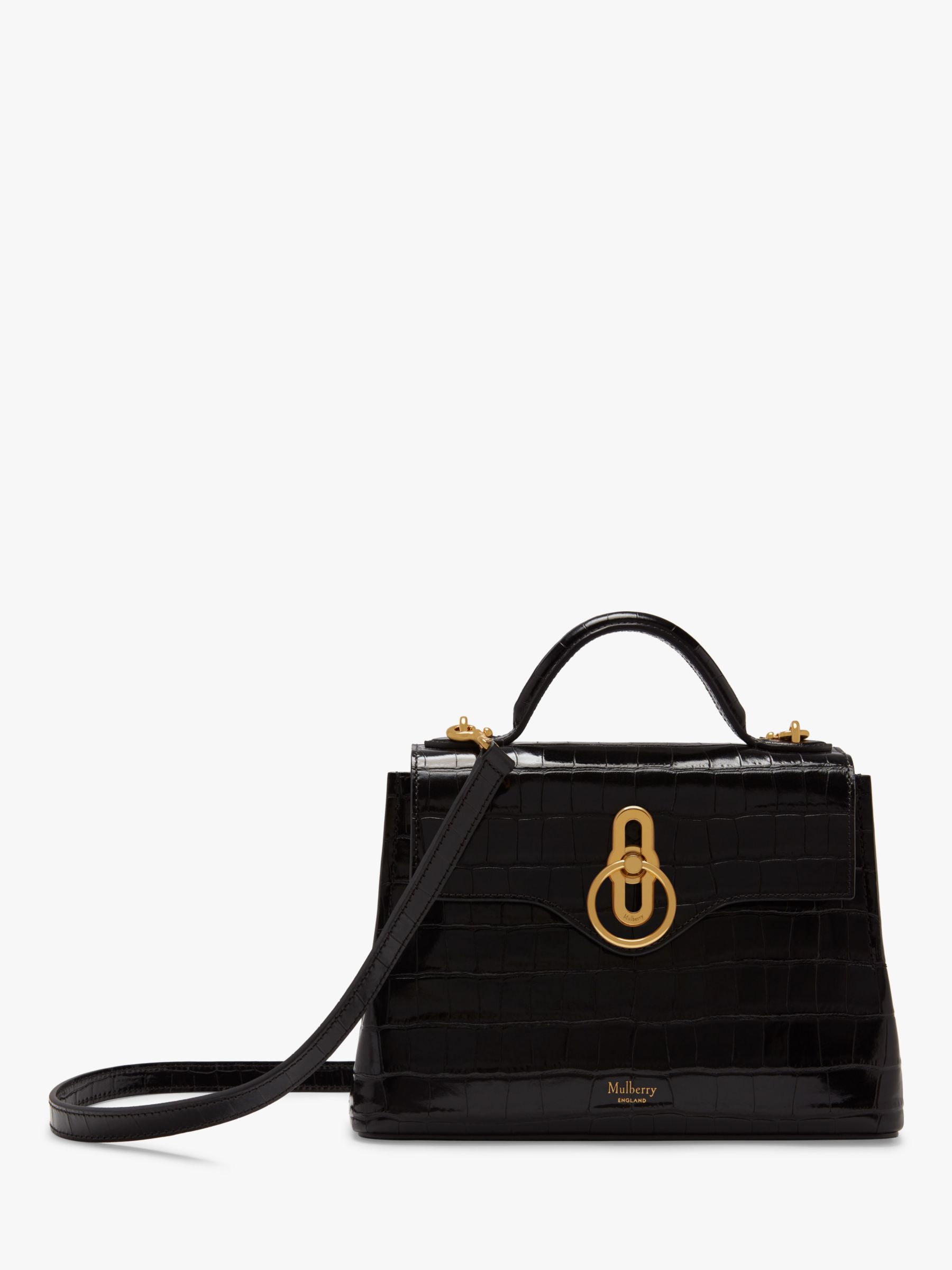Mulberry Mini Seaton Croc Embossed Leather Chinoiserie Shoulder Bag at John Lewis & Partners
