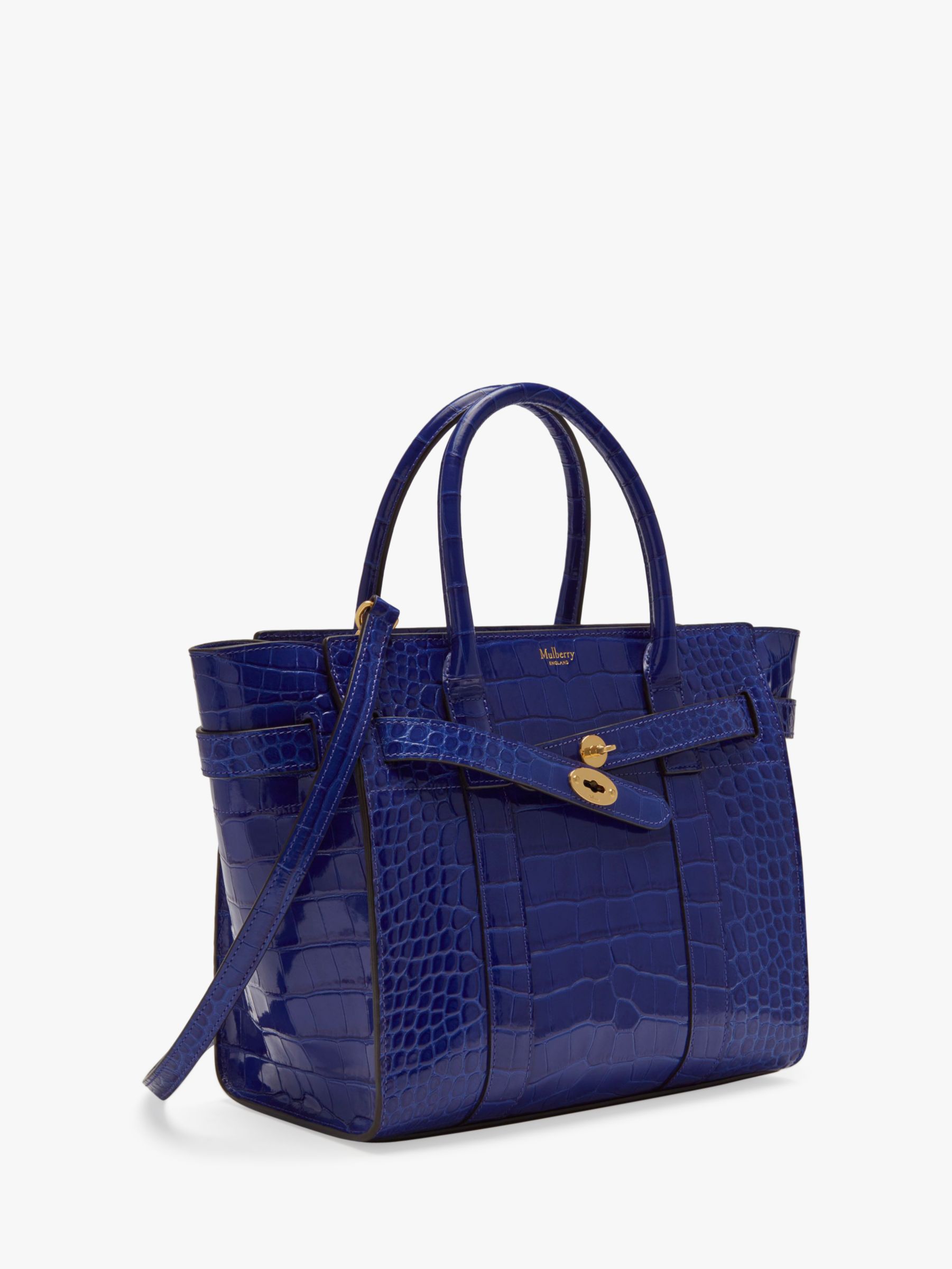 Mulberry Small Bayswater Zipped Croc Embossed Leather Bag