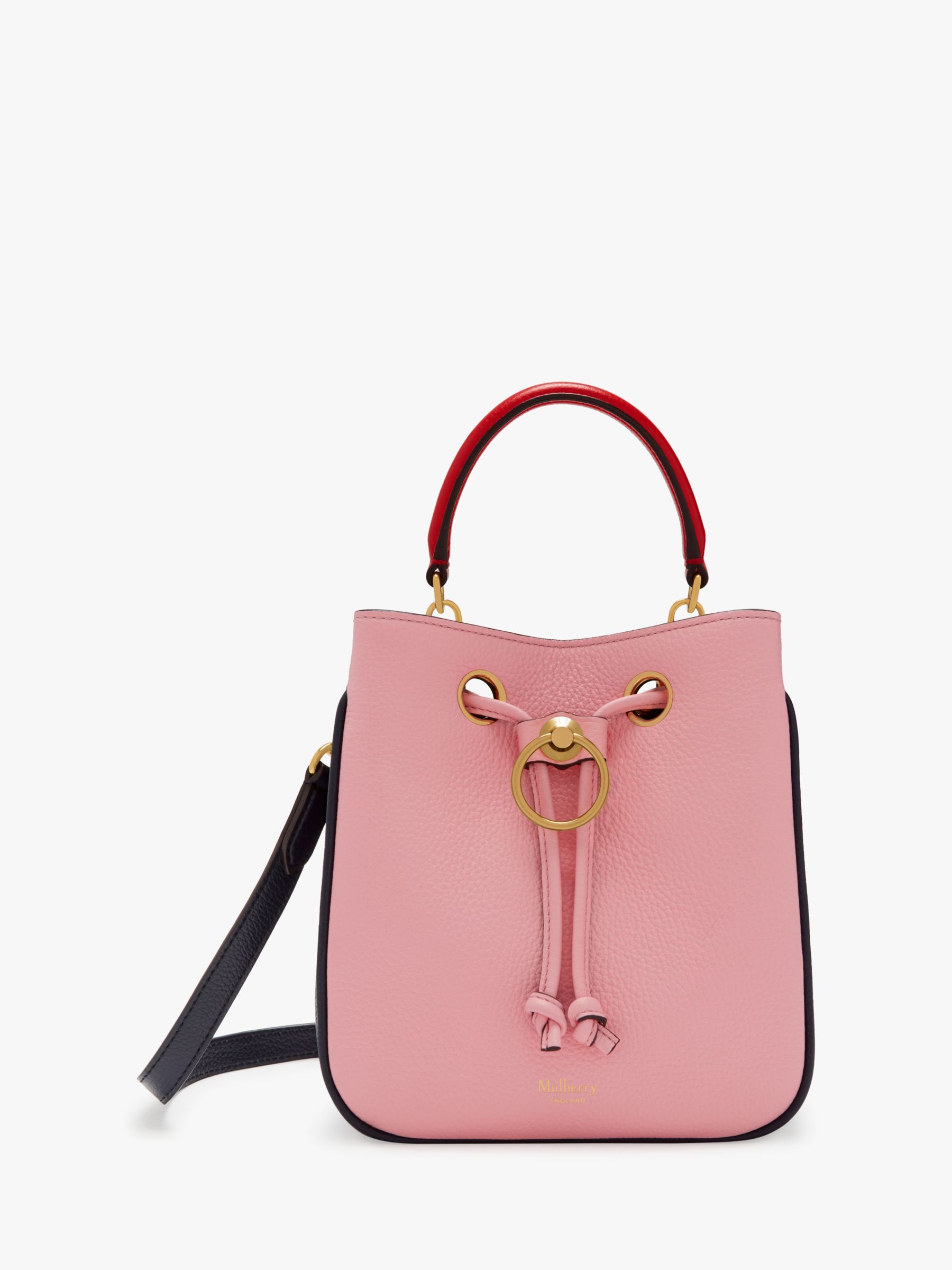 Mulberry Small Hampstead Piped Classic Grain Leather Shoulder Bag, Sorbet Pink at John Lewis ...