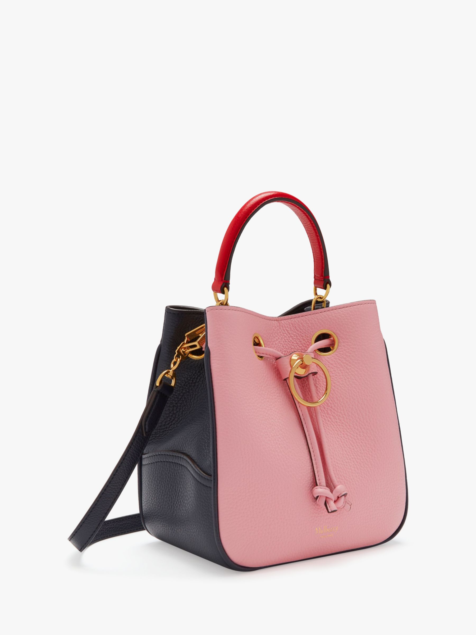 Mulberry Small Hampstead Piped Classic Grain Leather Shoulder Bag, Sorbet Pink at John Lewis ...