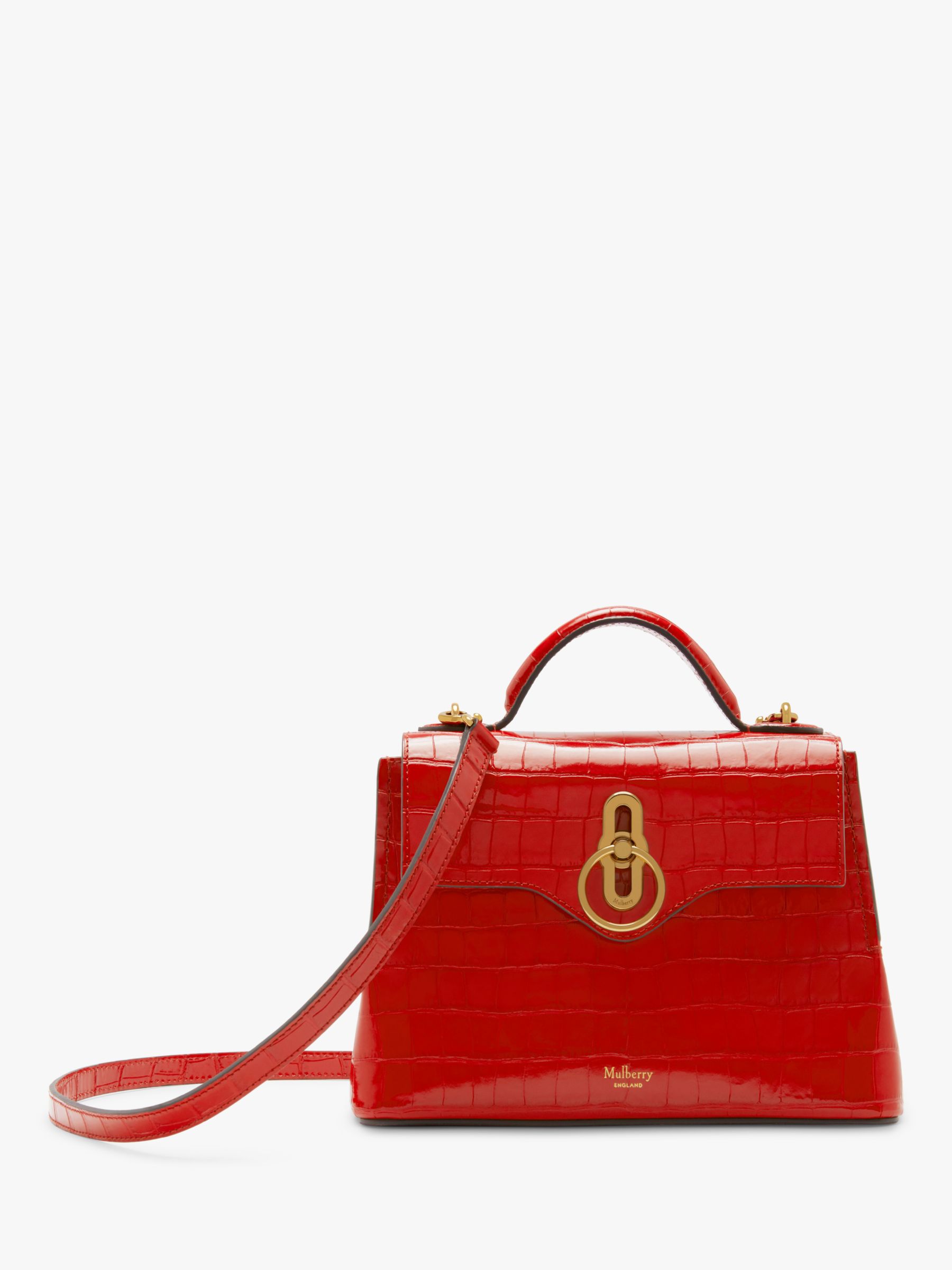 Mulberry Mini Seaton Croc Embossed Leather Chinoiserie Shoulder Bag