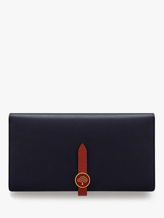 Mulberry Tree Silky Calf's Leather Long Wallet, Midnight