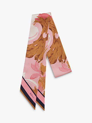 Mulberry Blossom Floral Print Bag Scarf, Sorbet Pink