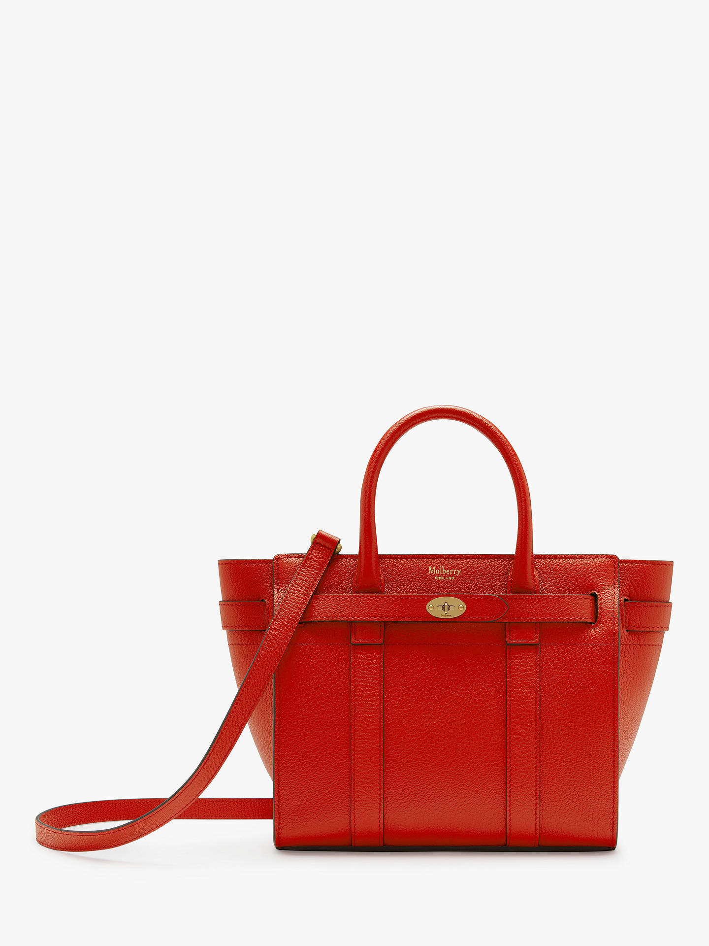 Mulberry Mini Bayswater Zipped Classic Grain Leather Tote Bag at John Lewis & Partners
