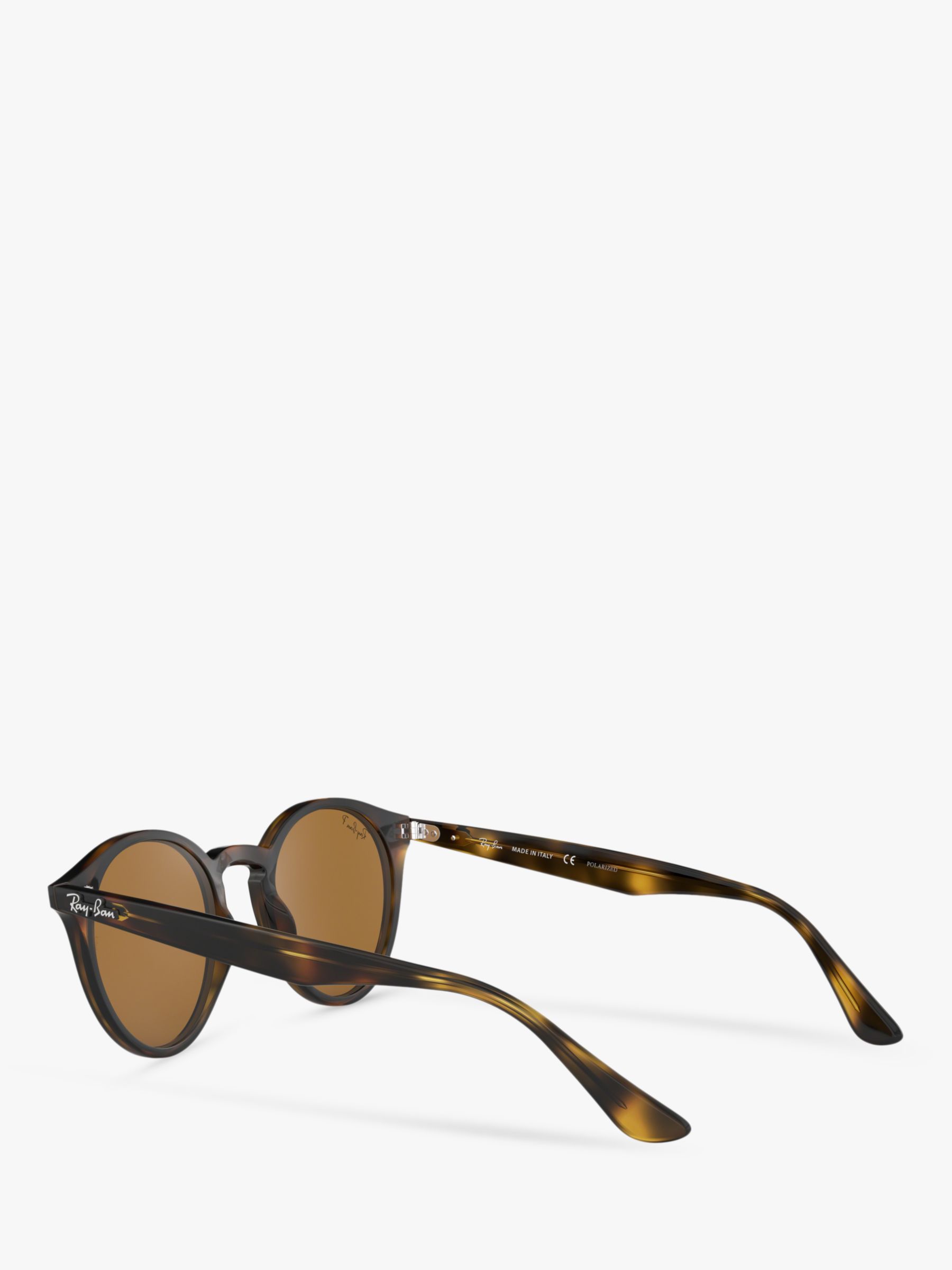 Ray-Ban RB2180 Men's Round Framed Sunglasses, Shiny Dark Havana