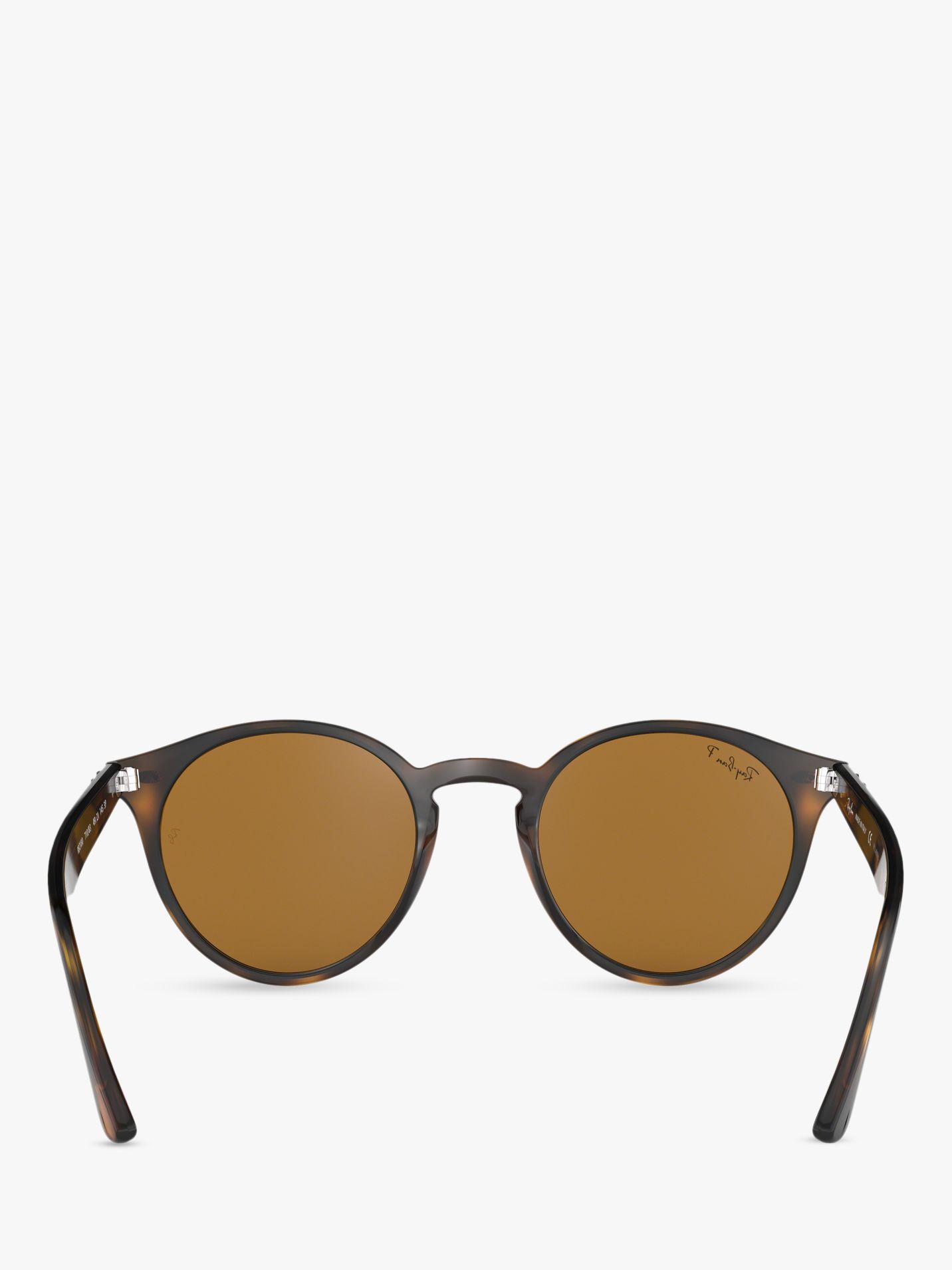 Ray-Ban RB2180 Men's Round Framed Sunglasses, Shiny Dark Havana