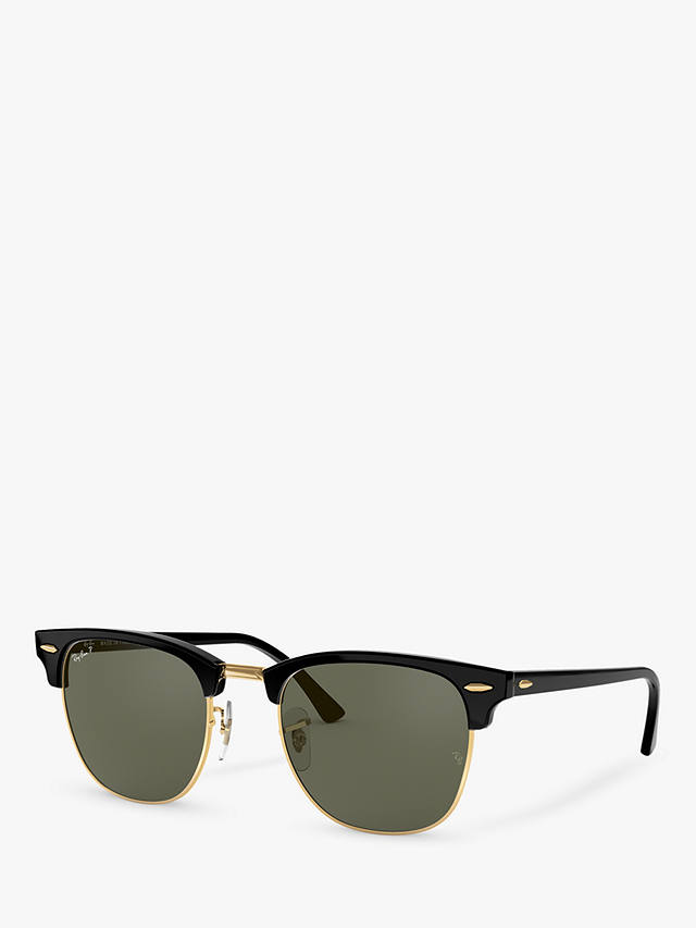 Ray-Ban RB3016 Men's Polarised Clubmaster Sunglasses, Black/Grey