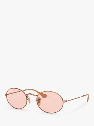 Ray-Ban RB3547N Women's Oval Sunglasses, Copper/Pink