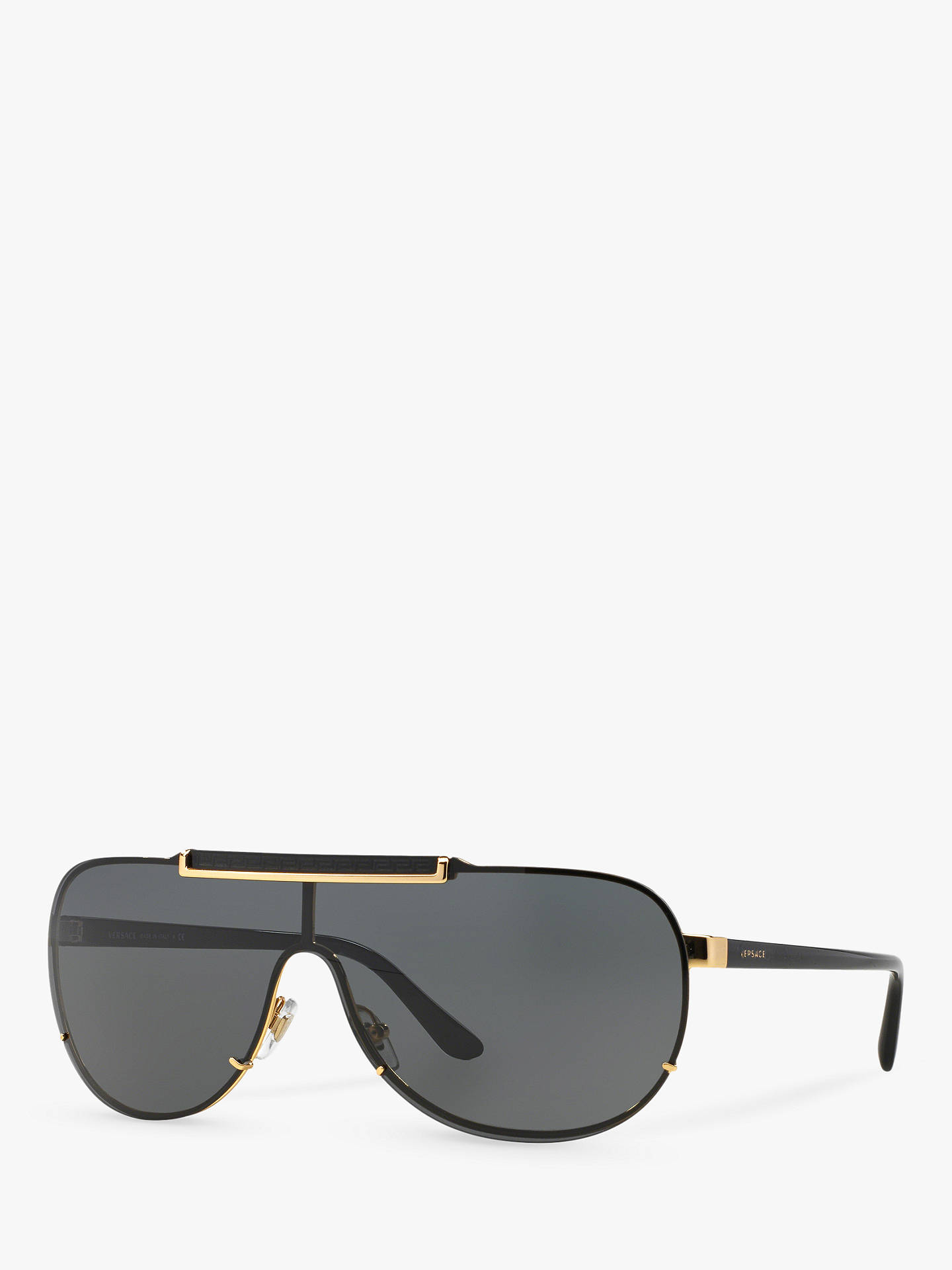 Versace VE2140 Men's Aviator Sunglasses, Gold/Grey at John Lewis & Partners