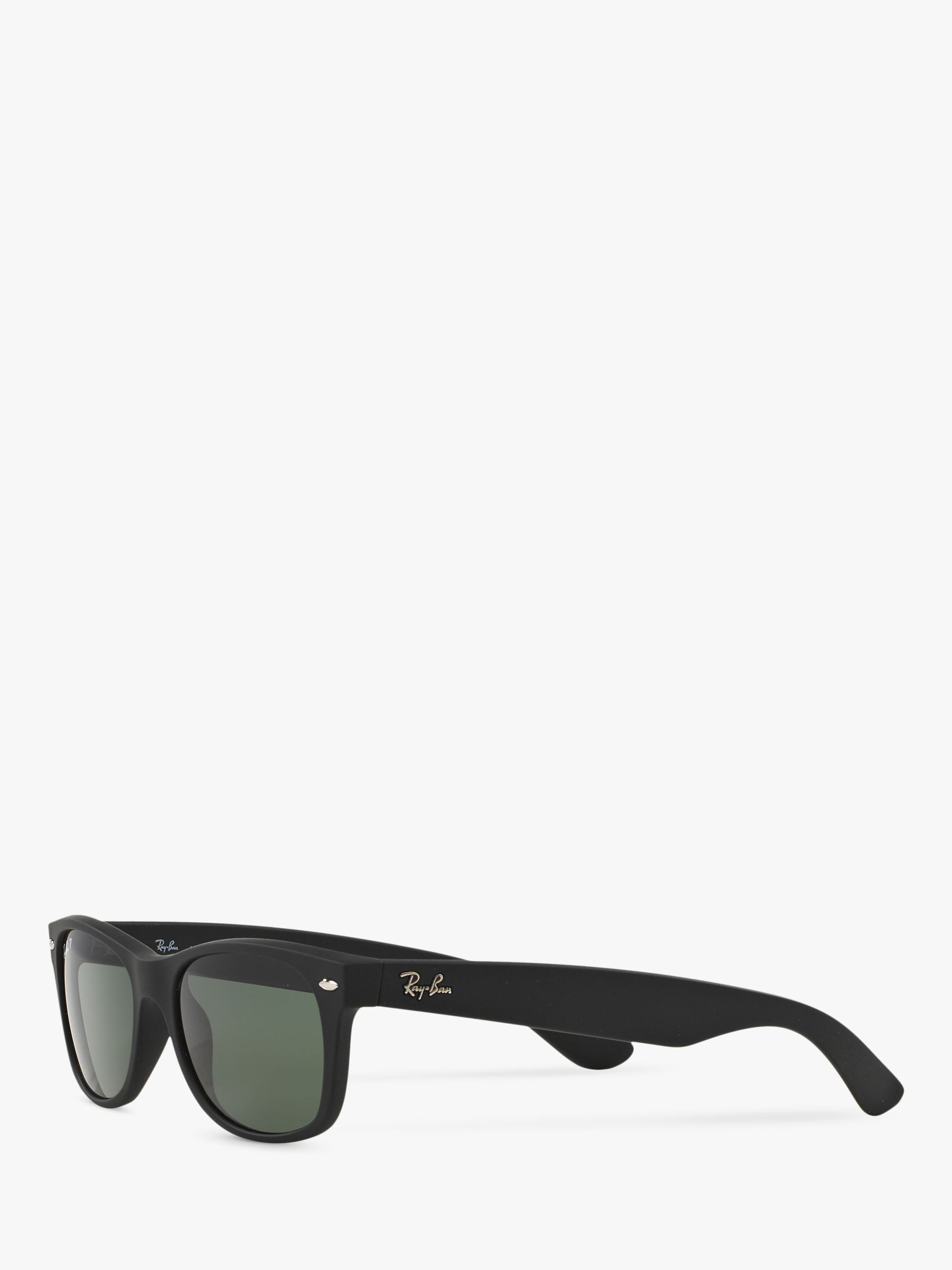 Ray-Ban RB2132 Men's New Wayfarer Polarised Sunglasses, Rubber Black/Green  at John Lewis & Partners