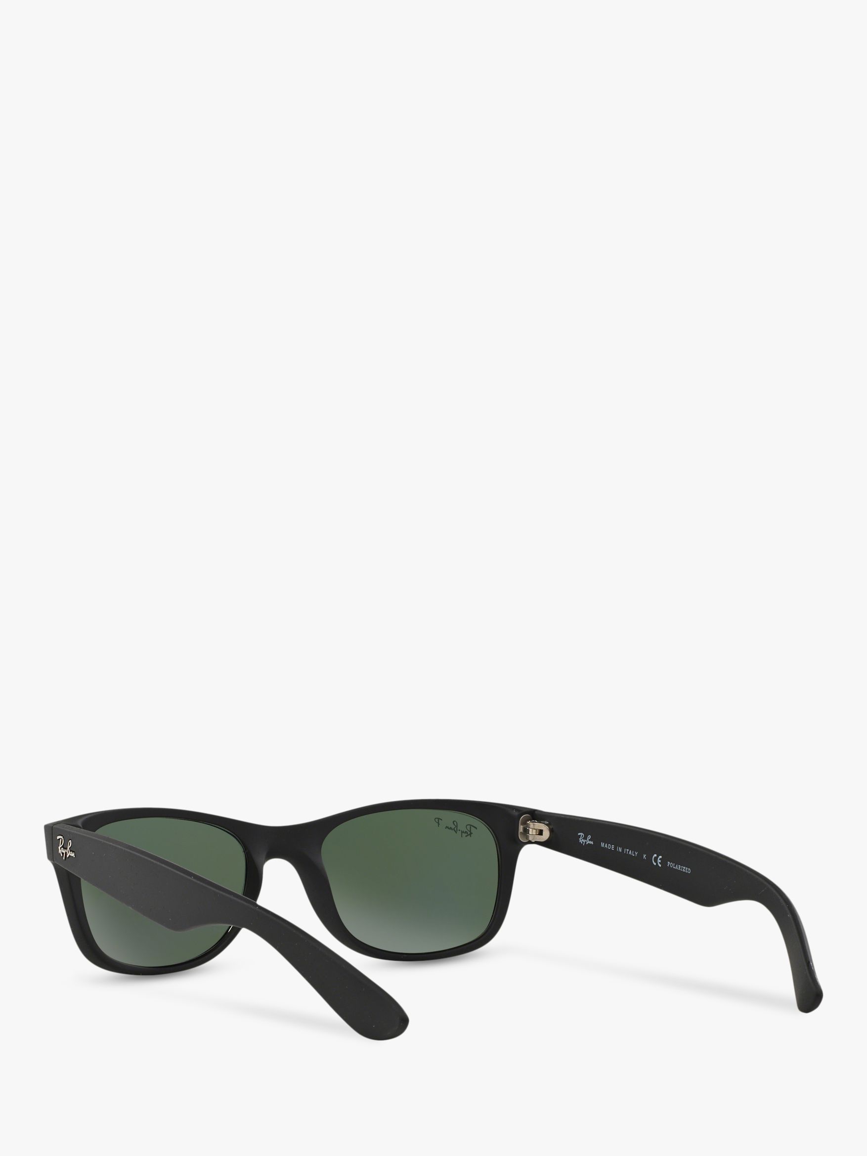 Ray-Ban RB2132 Men's New Wayfarer Polarised Sunglasses, Rubber Black/Green