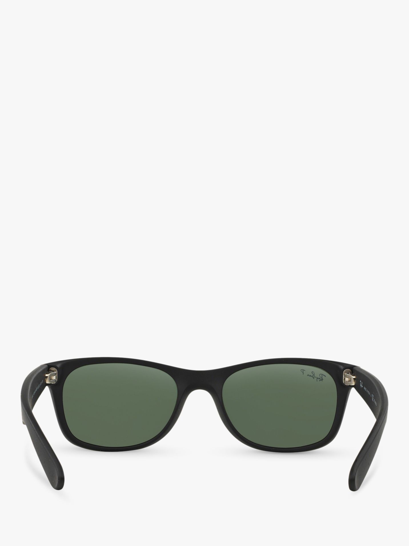 Ray-Ban RB2132 Men's New Wayfarer Polarised Sunglasses, Rubber Black/Green