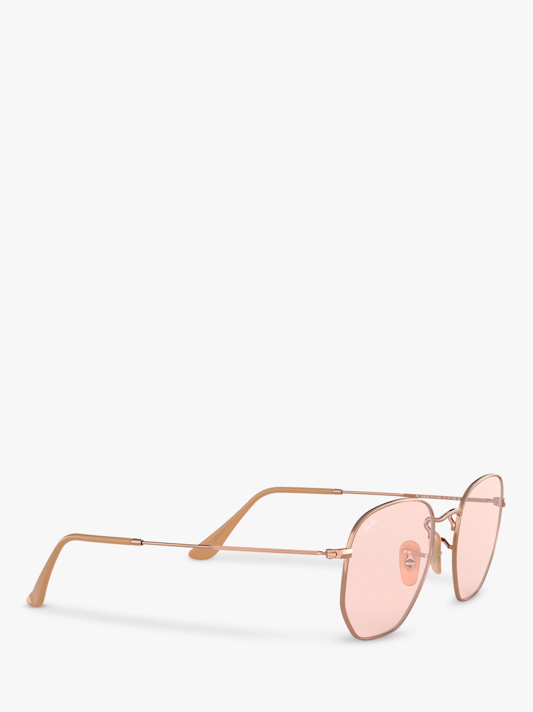 Ray-Ban RB3548N Hexgonal Sunglasses, Copper/Pink at John Lewis & Partners
