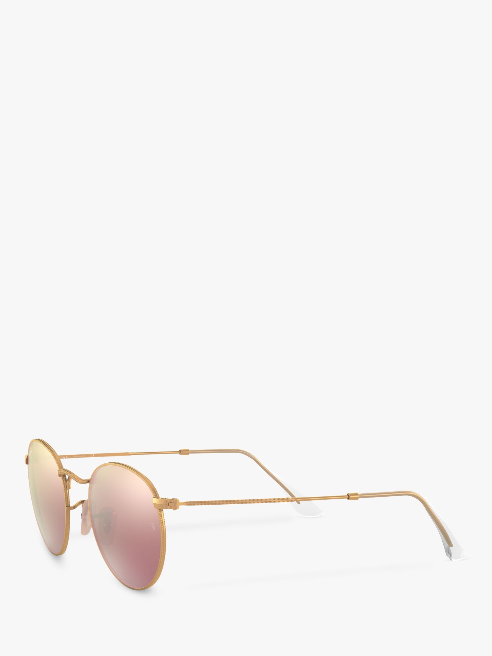 Buy Ray-Ban RB3447 Men's Round Flash Sunglasses, Gold/Mirror Pink Online at johnlewis.com