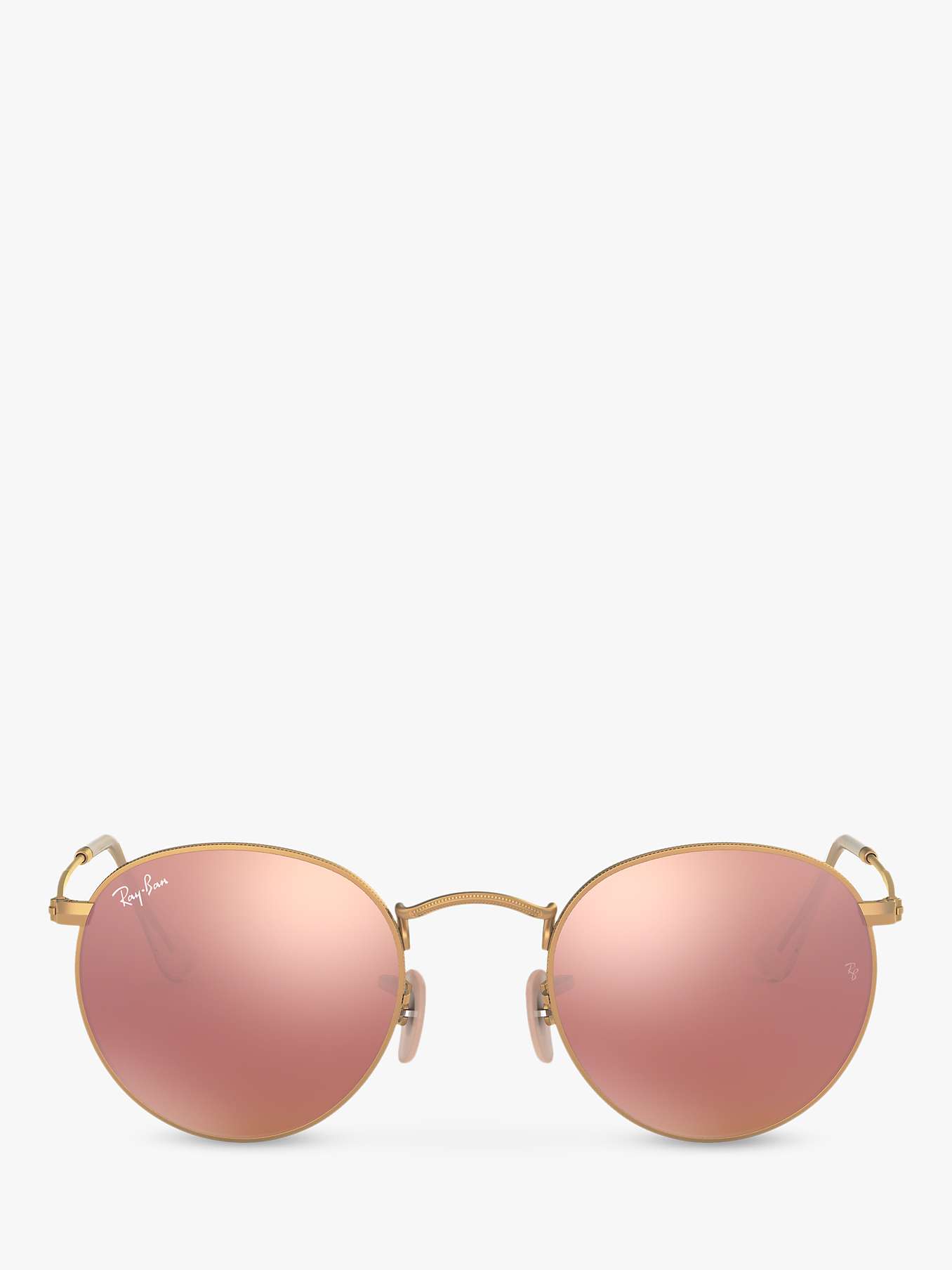 billetpris Fare modul Ray-Ban RB3447 Men's Round Flash Sunglasses, Gold/Mirror Pink at John Lewis  & Partners