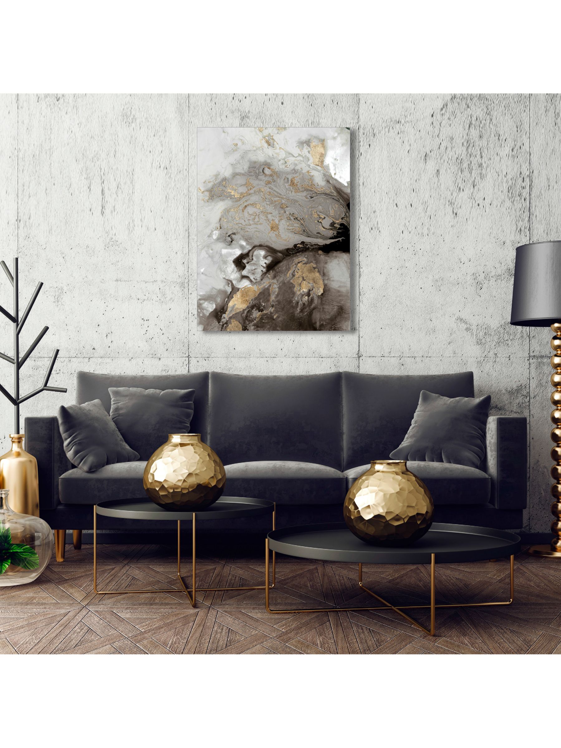 John Lewis Partners Ocean Splash I Canvas Print 80 X 60cm Grey Gold