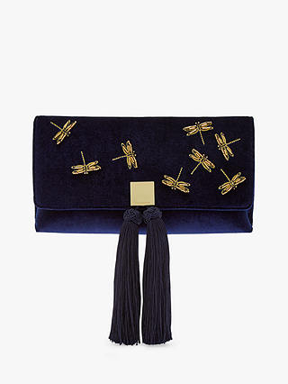 Ted Baker Kasia Dragonfly Embroidered Clutch Bag, Dark Blue