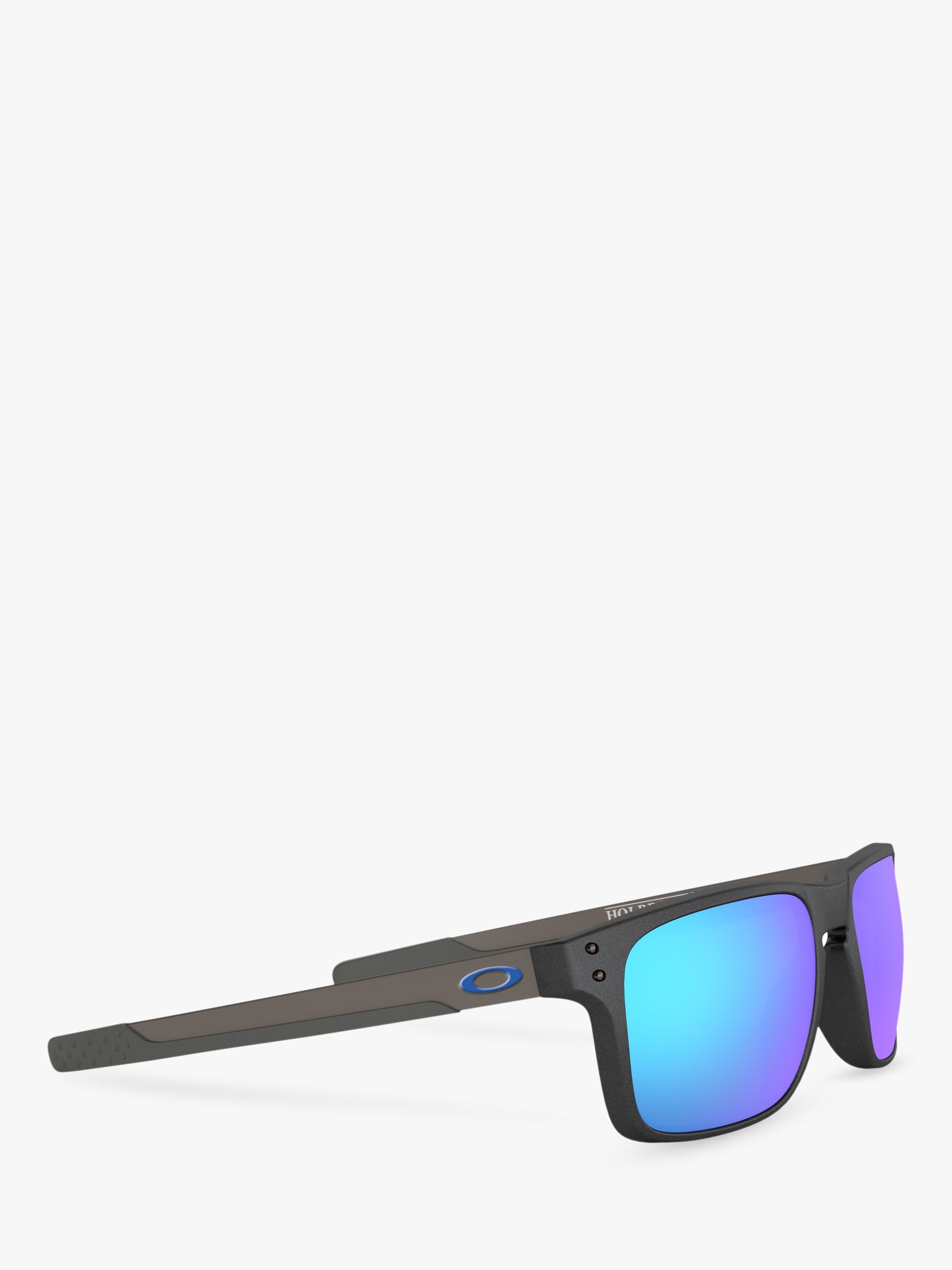 Oakley OO9384 Men's Holbrook Prizm Polarised Rectangular Sunglasses,  Grey/Mirror Blue at John Lewis & Partners